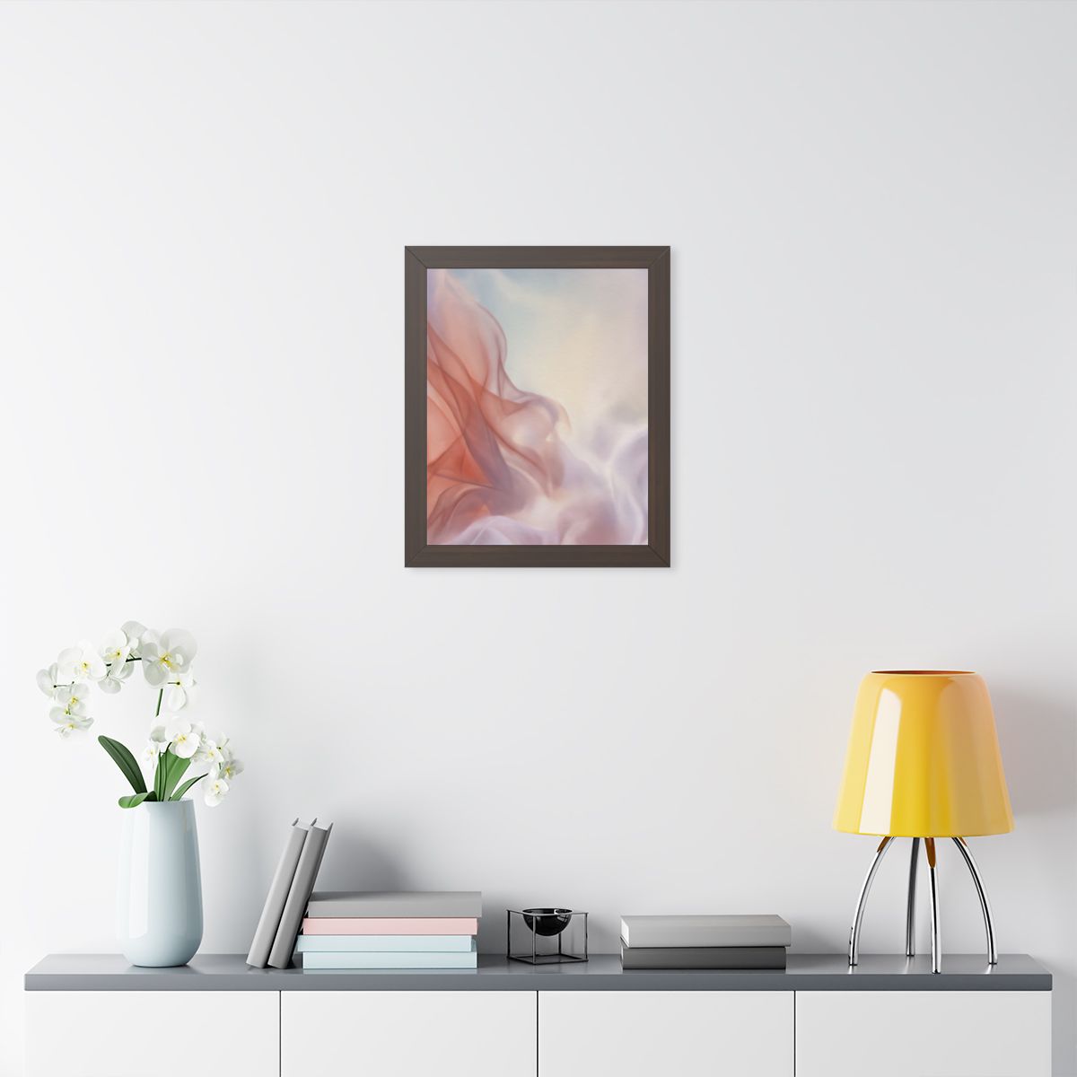 Framed Vertical Poster - Ethereal Silk Flow Pastel... |...