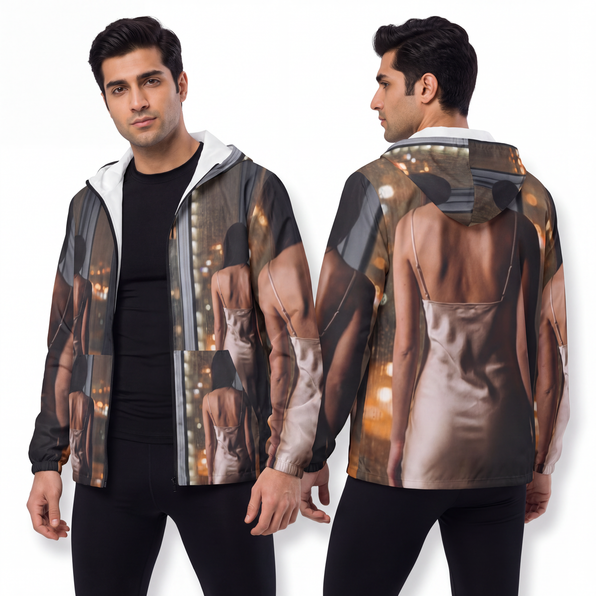 Men's Windbreaker Jacket - Rainscape Glow | Echovira Gallery