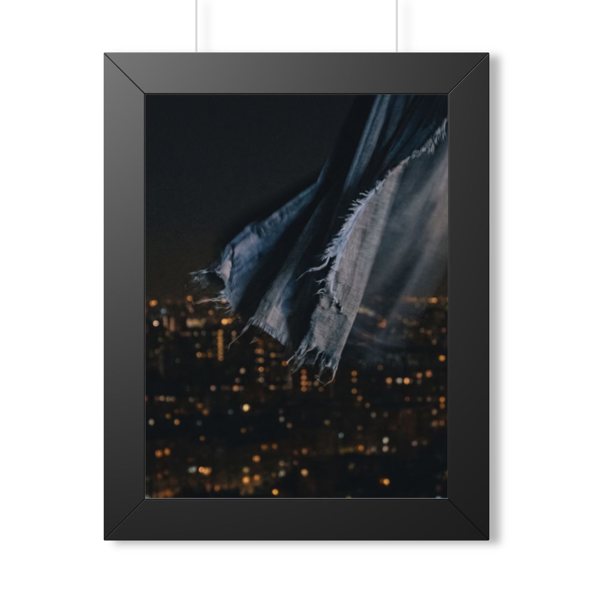Framed Vertical Poster - City Lights Nocturne — Black... |...