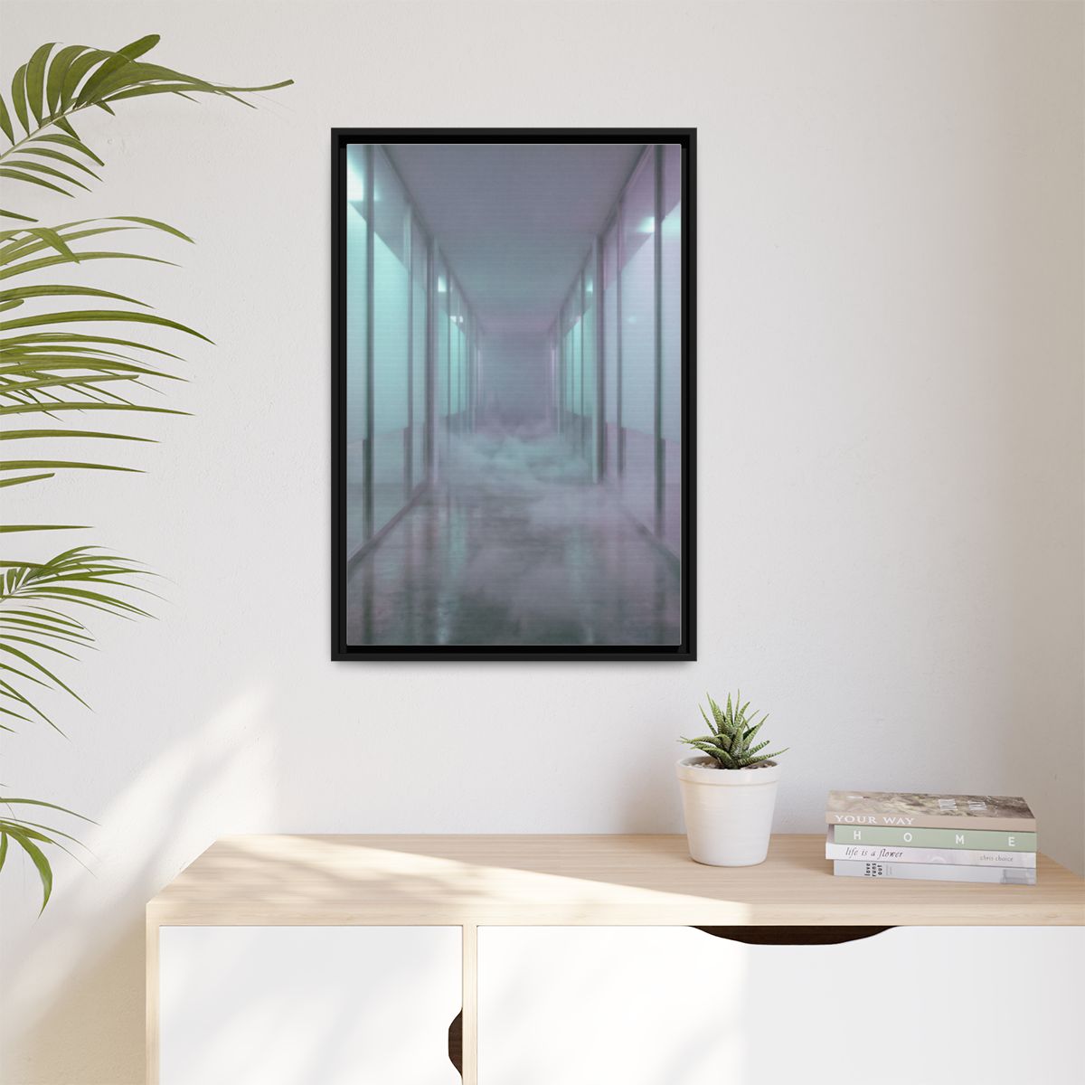 Matte Canvas, Framed - Liminal Corridor Fog Art Print —... |...