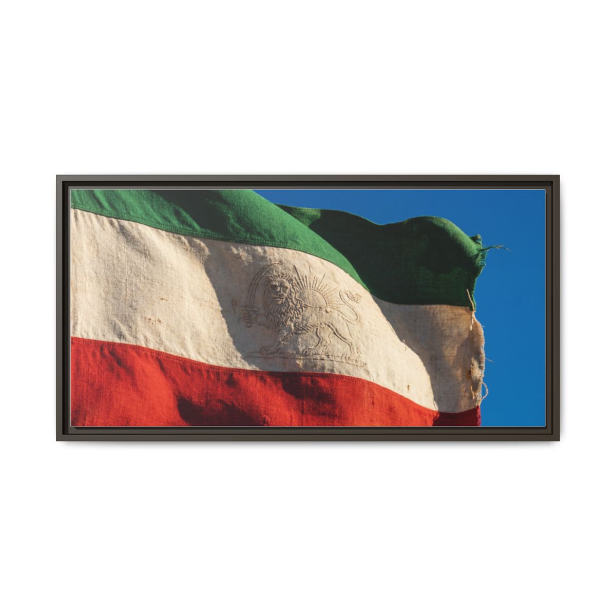 Framed Canvas Art - Distressed Flag — Espresso / 1.25"