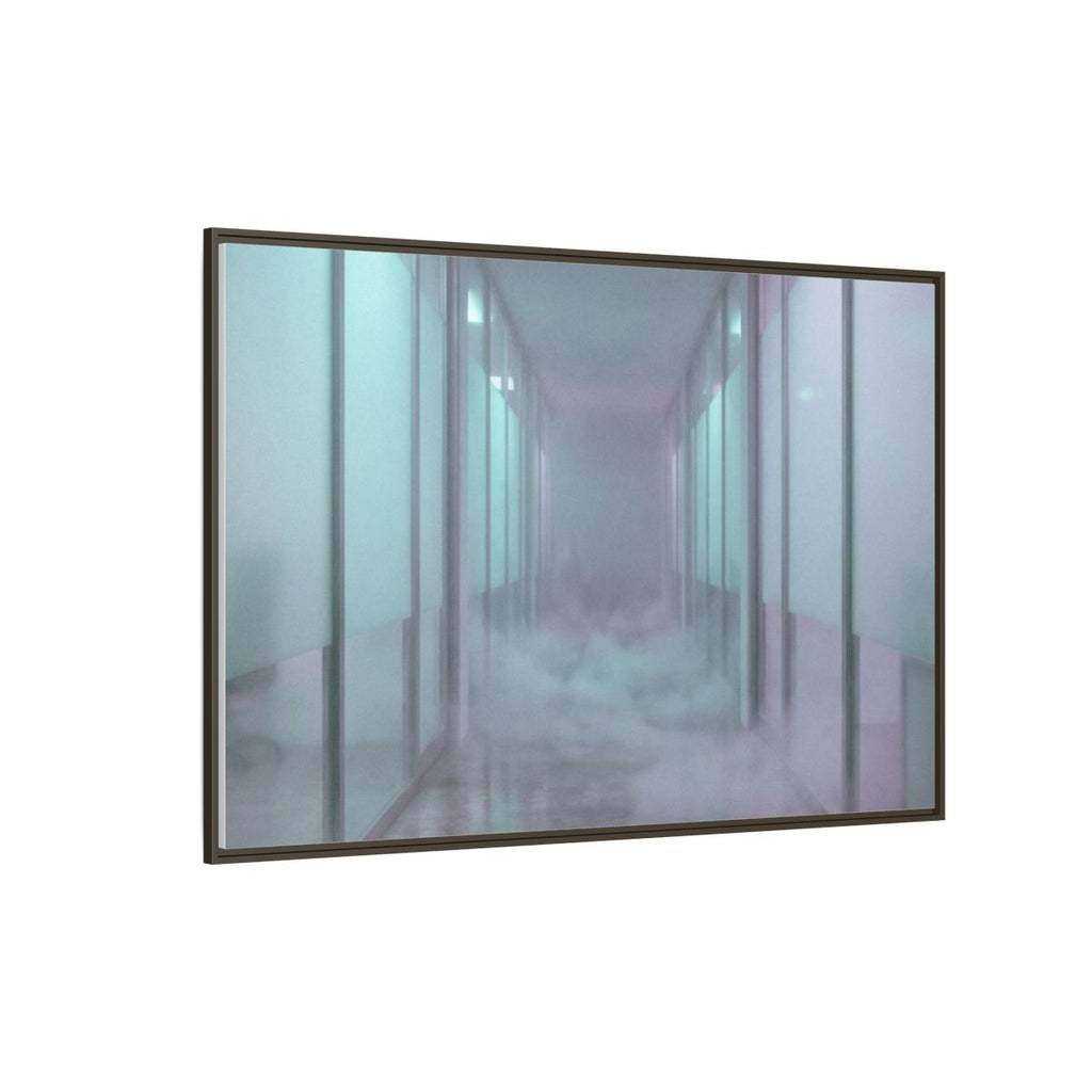 Matte Canvas, Framed - Liminal Corridor Fog Art Print — Espresso / 1.25" (10×8, 12×9, 14×11, 16×12, 20×10, 18×12, 20×16, 24×16, 24×18, 36×12, 24×20, 32×16, 30×20, 30×24, 32×24, 48×16, 36×24, 48×24, 40×30, 60×20, 48×32, 60×30 & 60×40)