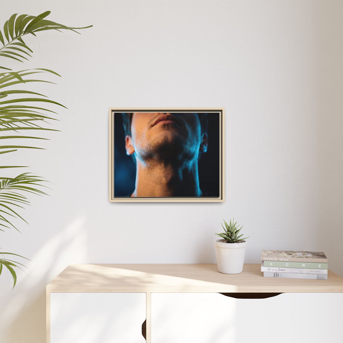 Matte Canvas, Framed - Neon Shadows Cinematic Portrait Art...