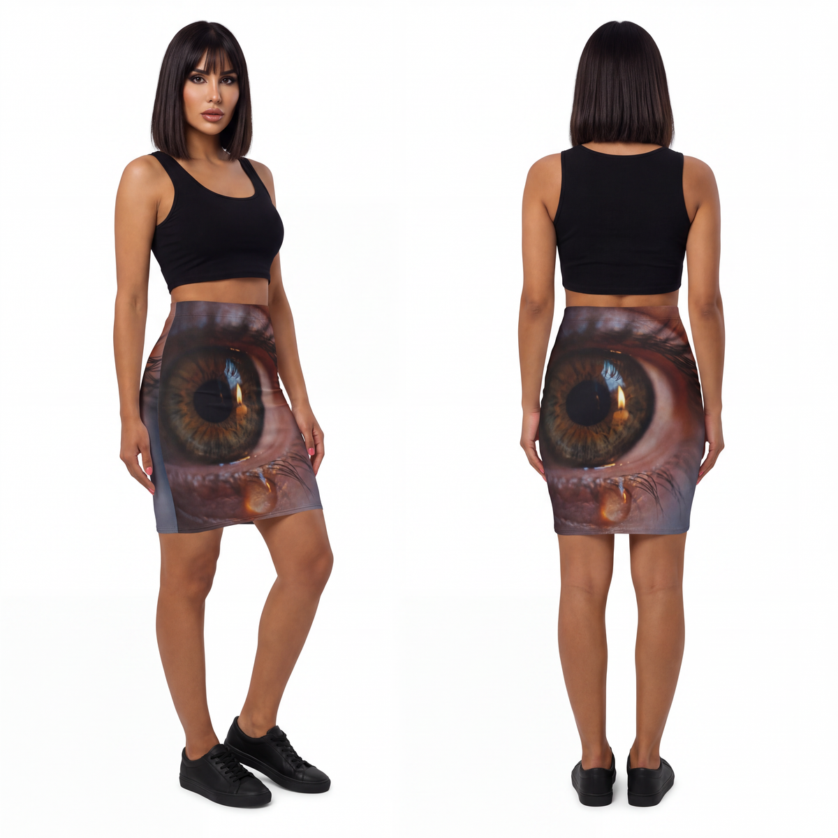 Women's Mid-Waist Pencil Skirt - Amber Iris Reflection Fine...