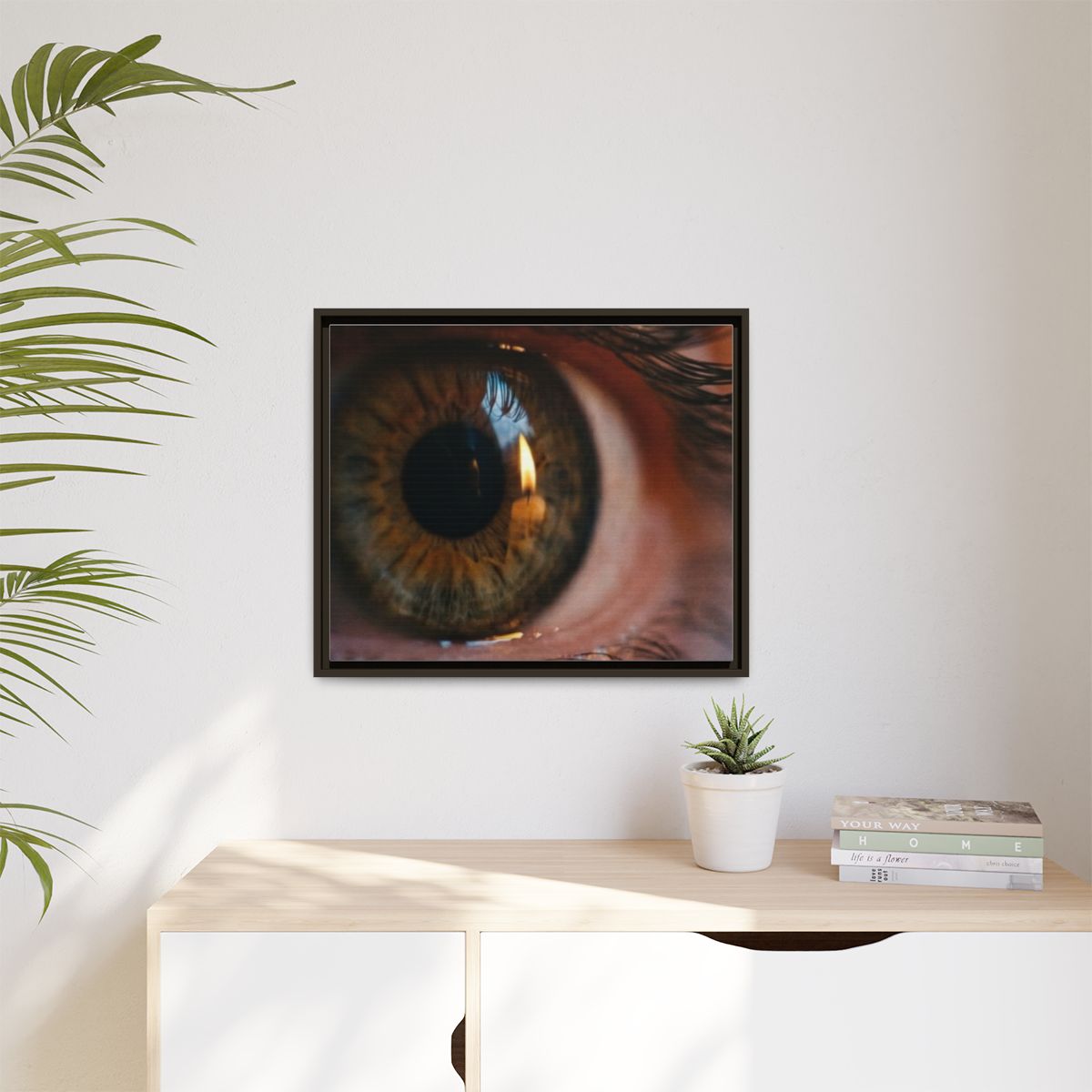 Matte Canvas, Framed - Amber Iris Reflection Fine Art Print...