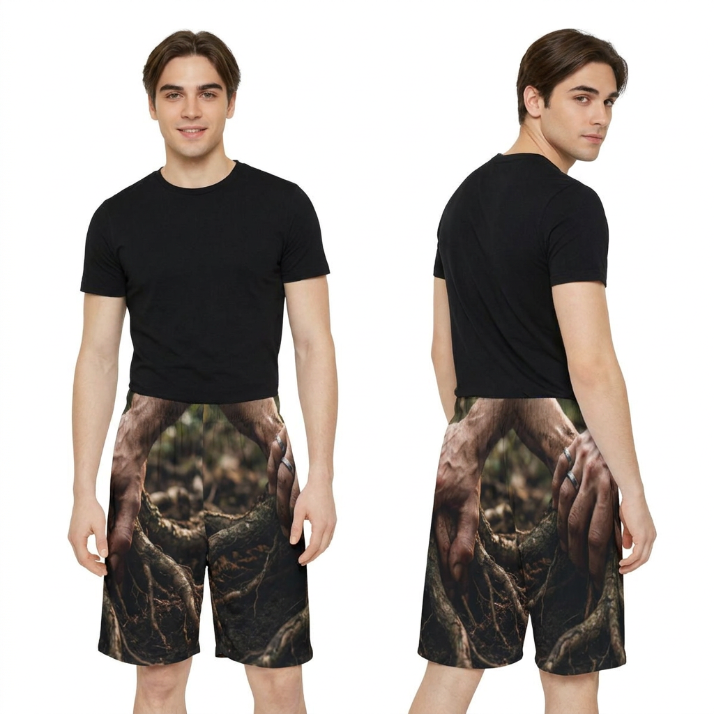Men's Sports Shorts with Forest Roots Art