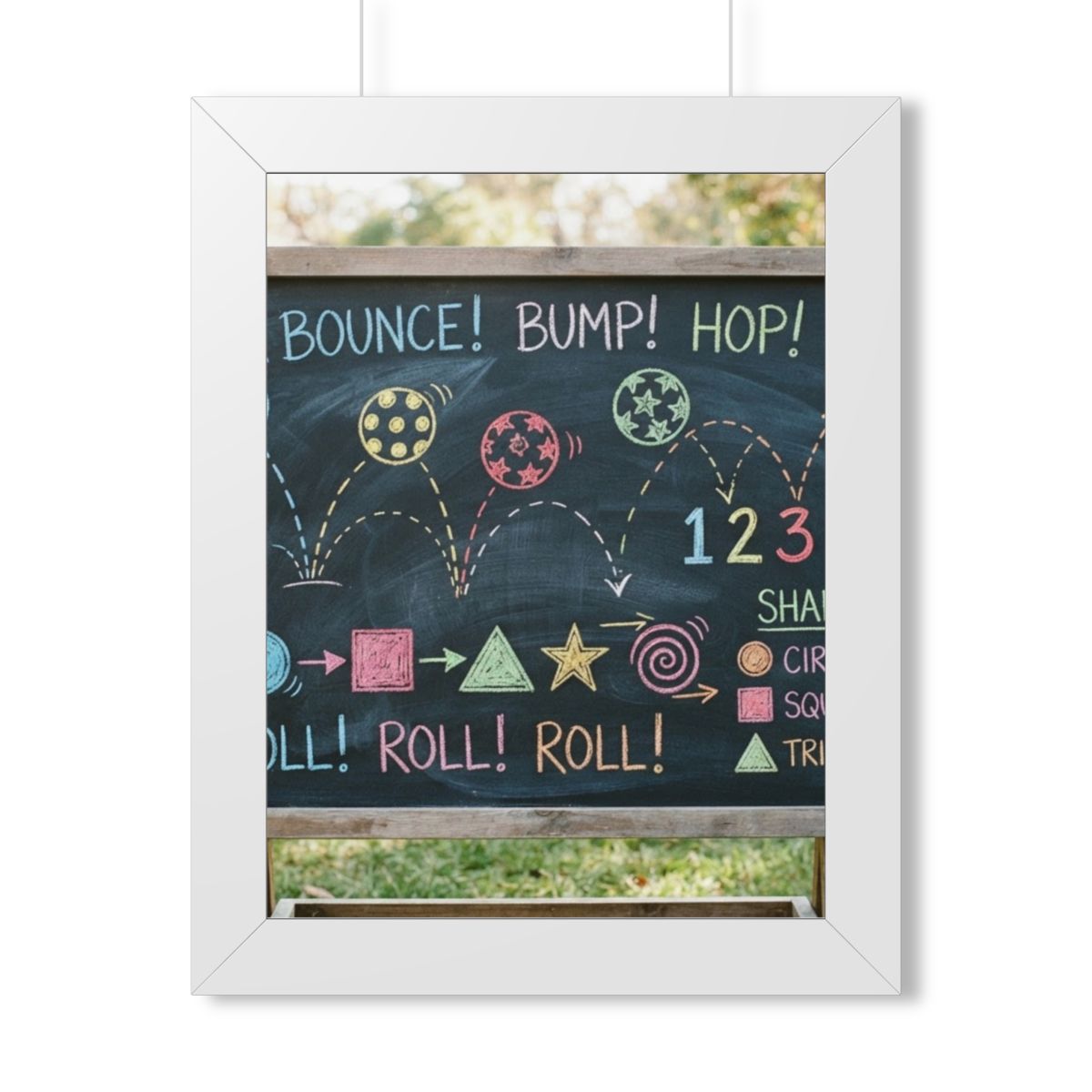 Framed Vertical Poster - Chalkboard Playground — White... |...