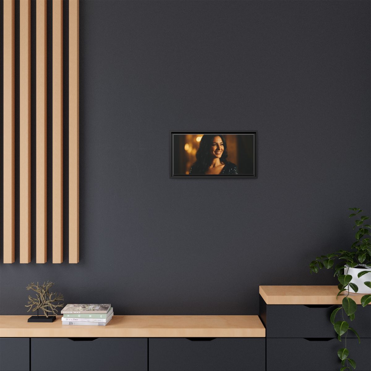 Framed Canvas Art - Golden Glamour — Black / 1.25"