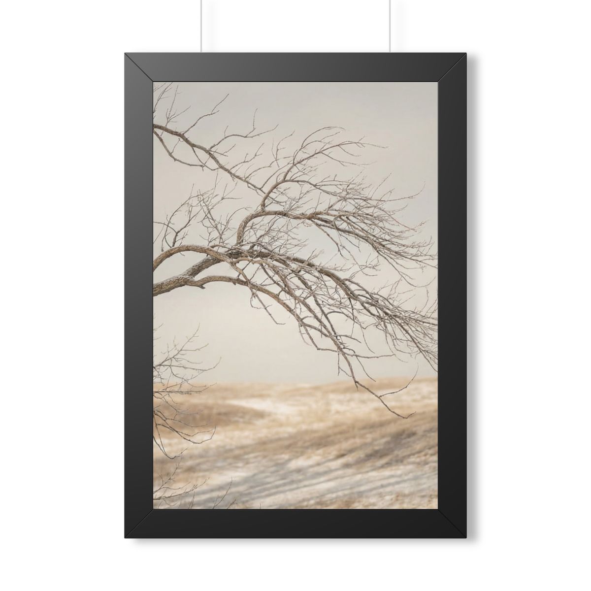 Framed Vertical Poster - Winter Branch Solitude Landscape —...