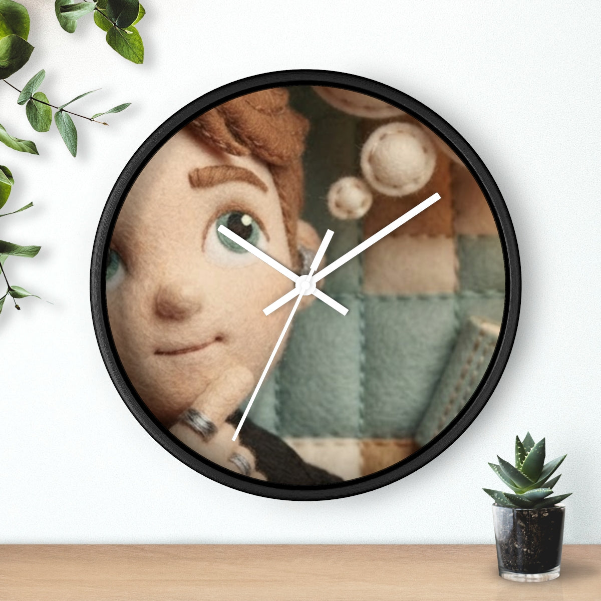 Wall Clock - Counting Dreams Felt Boy Art | Echovira Gallery