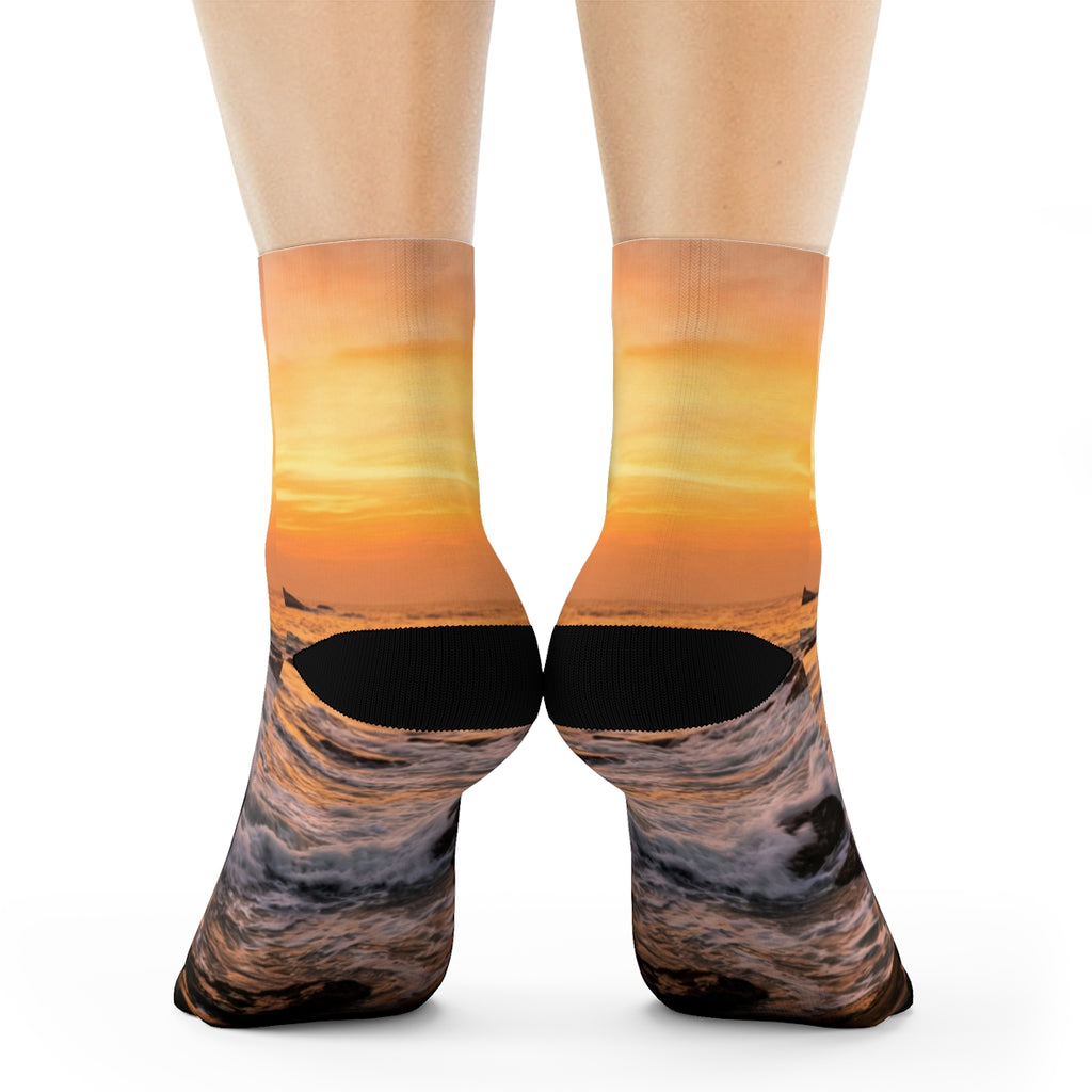 Crew Socks - Sunrise Wave Design