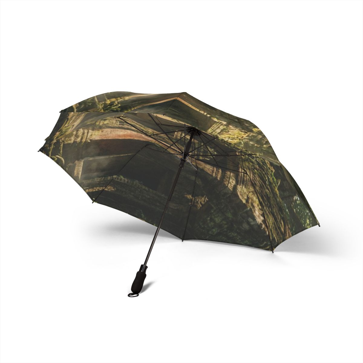Foldable Umbrella - Overgrown Temple Rain | Echovira Gallery
