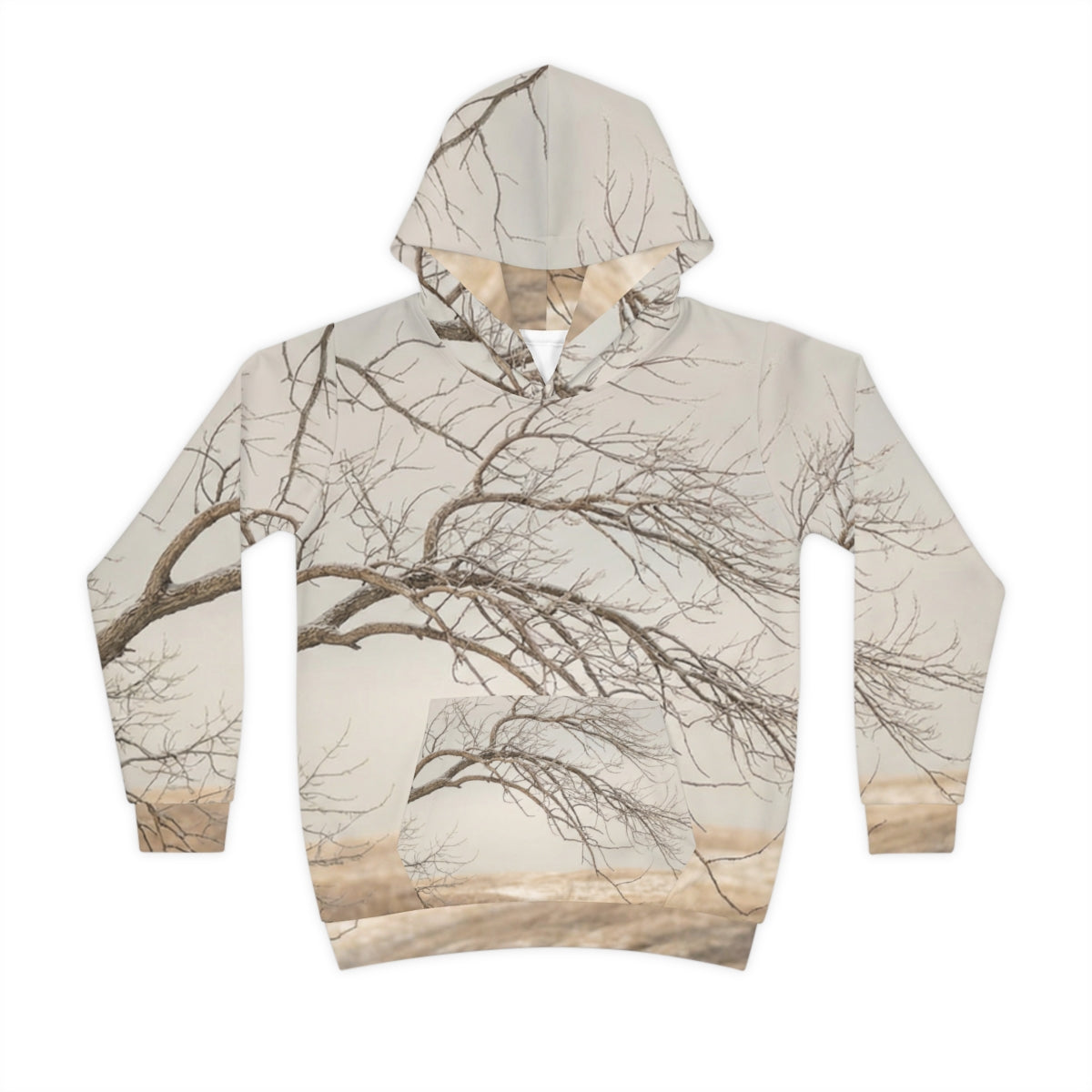 Children's Hoodie - Wabi-Sabi Winter Branch Art | Echovira...