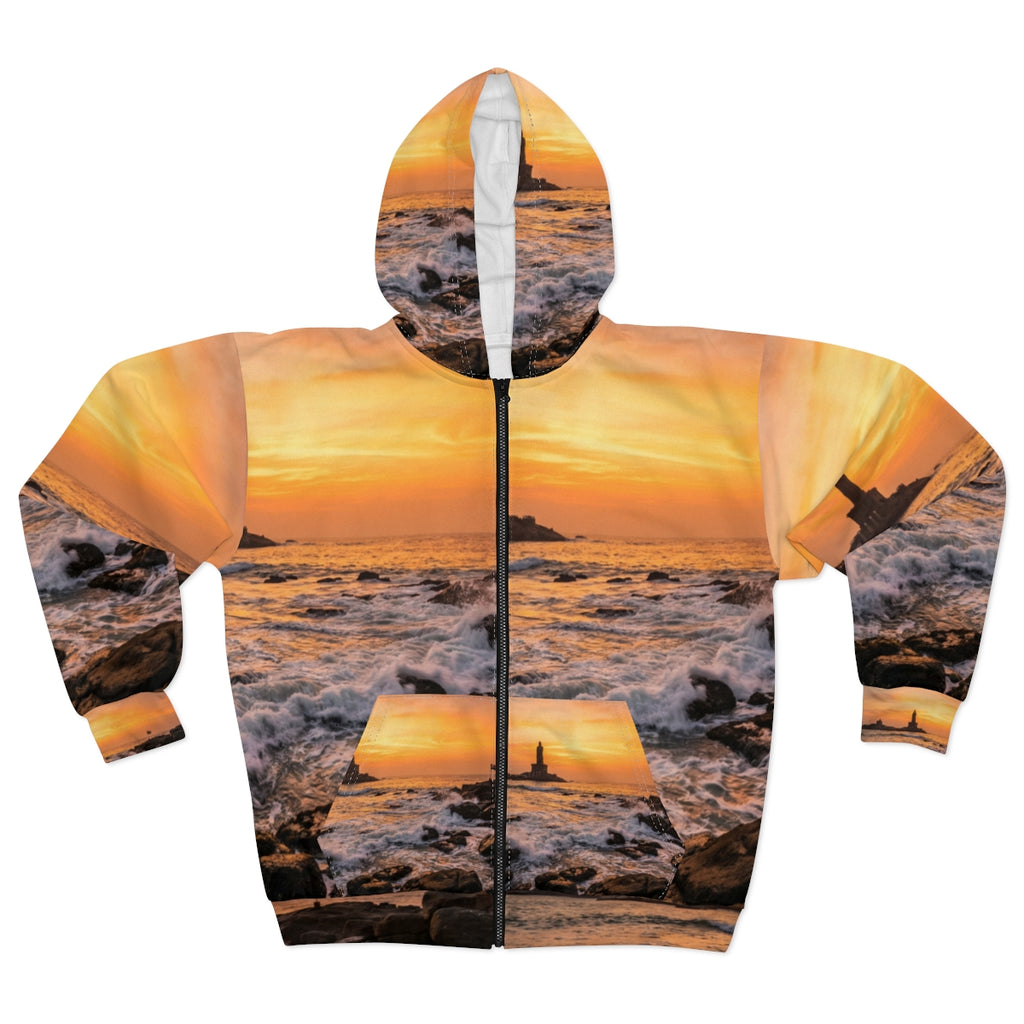 Unisex Zip-Hoodie – Majestätische Goldene Morgenröte