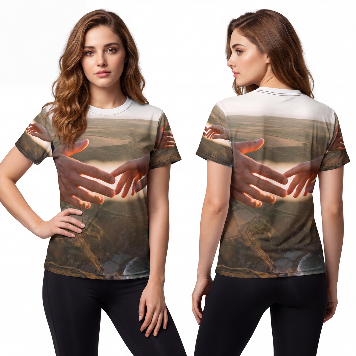 Unisex Cut & Sew Tee - The Infinite Touch | Ethereal Coastal...