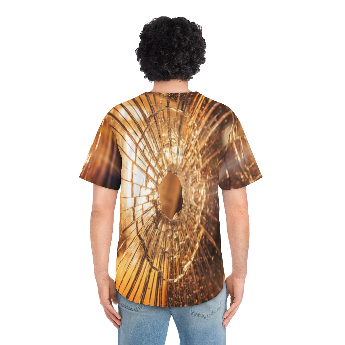 Men's Baseball Jersey - Golden Fracture Shattered Glass |...