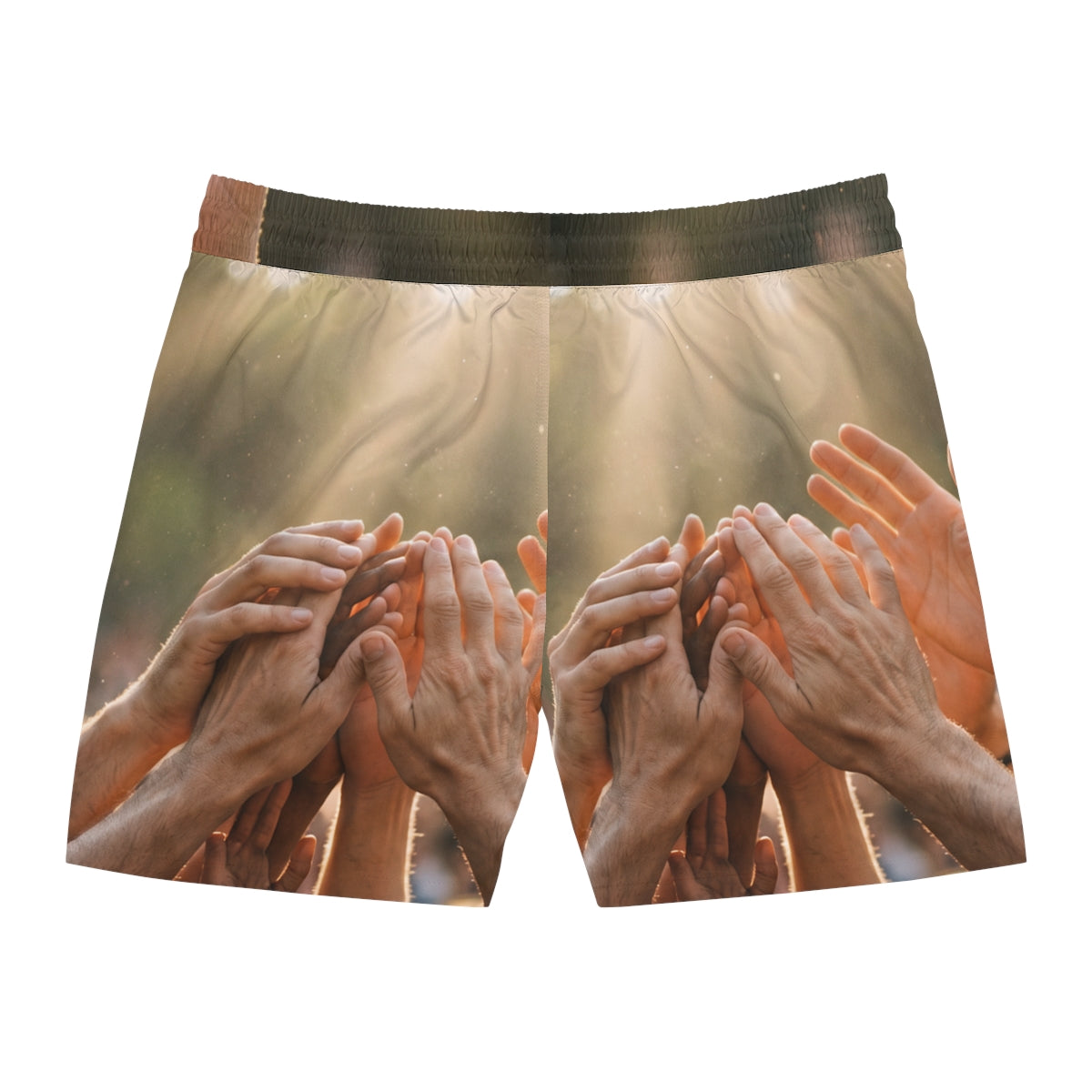 Men's Mid-Length Swim Shorts - Golden Rays of Unity Wall Art...