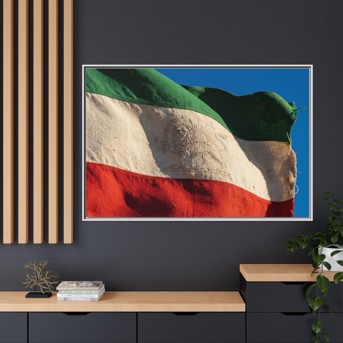 Framed Canvas Art - Distressed Flag — White / 1.25"