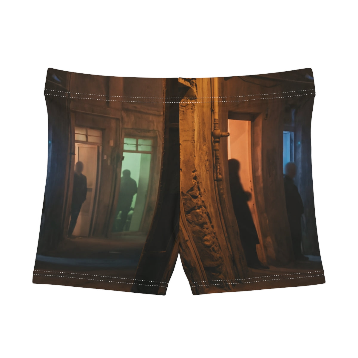 Women's Shorts - Shadowed Alleyway Mystery Art Print |...
