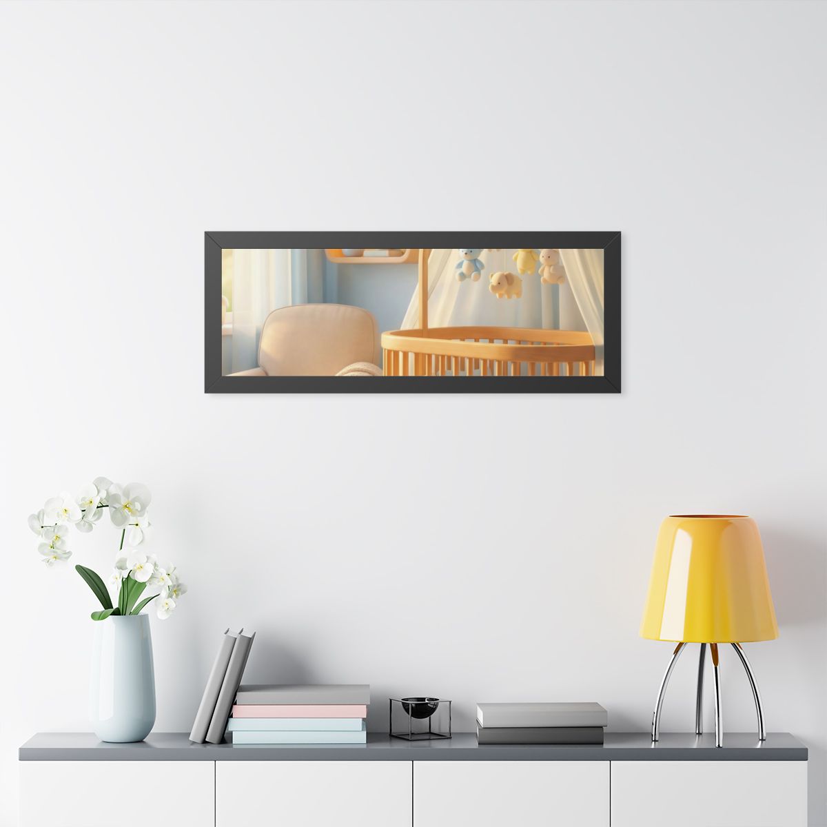 Framed Horizontal Poster - Dreamy Serene Nursery Art — Black...