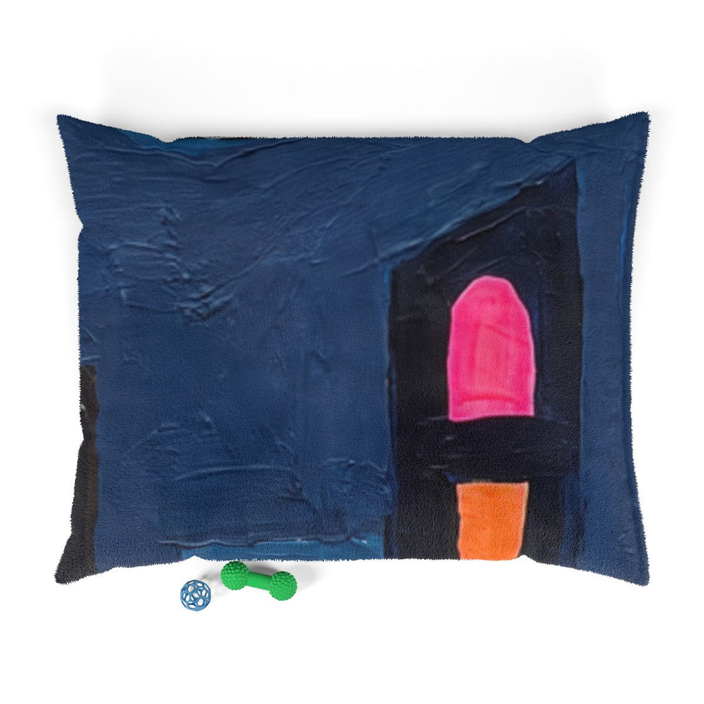 Pet Bed - Cozy Midnight Neon Skyline Pet Bed | Echovira...