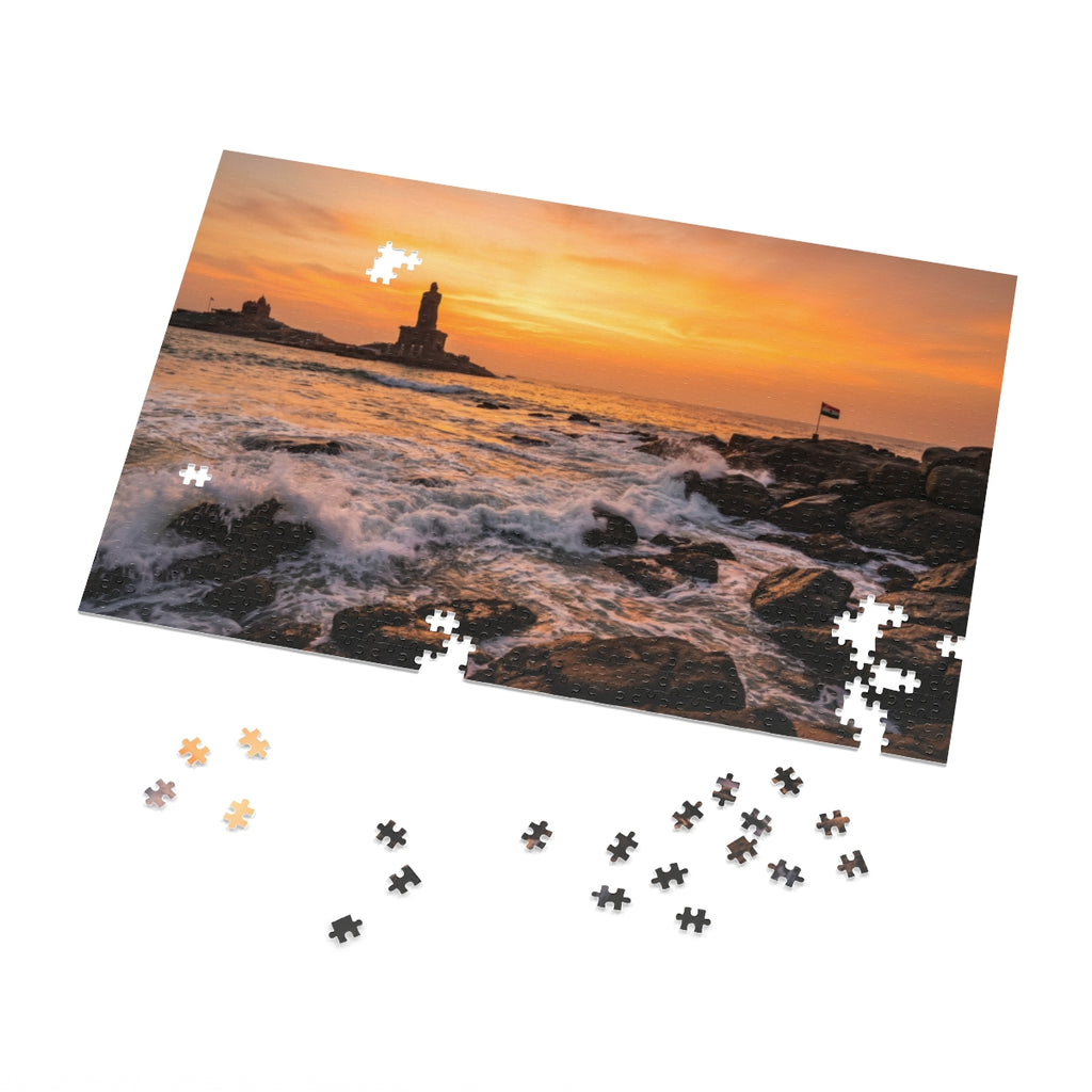 Jigsaw Puzzle with Tin - Coastal Sunrise