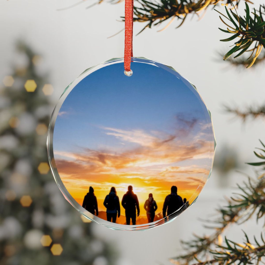 Crystal Glass Ornament - Golden Hour Sunset Hike - Mystic......