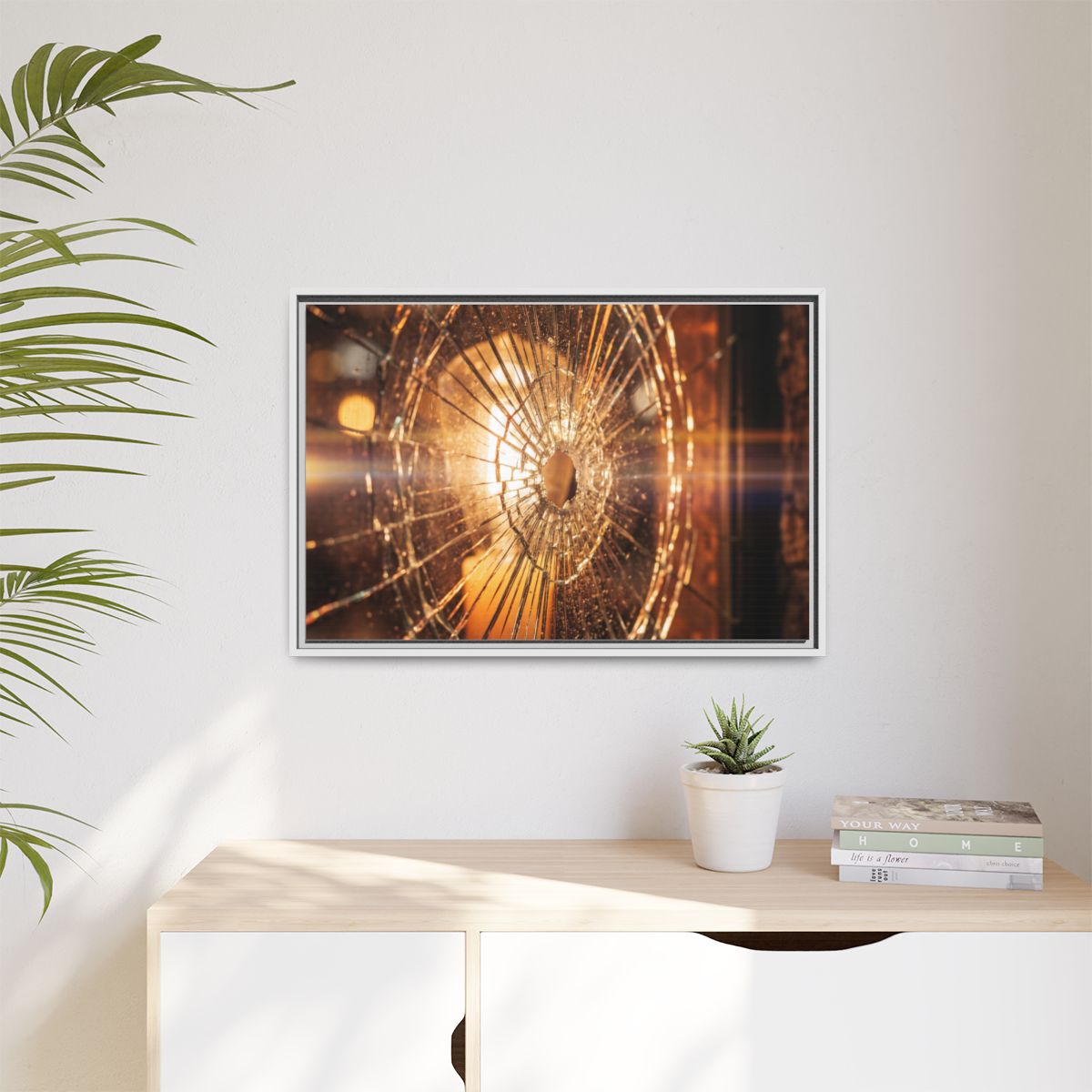 Matte Canvas, Framed - Golden Fractured Art — White / 1.25"...
