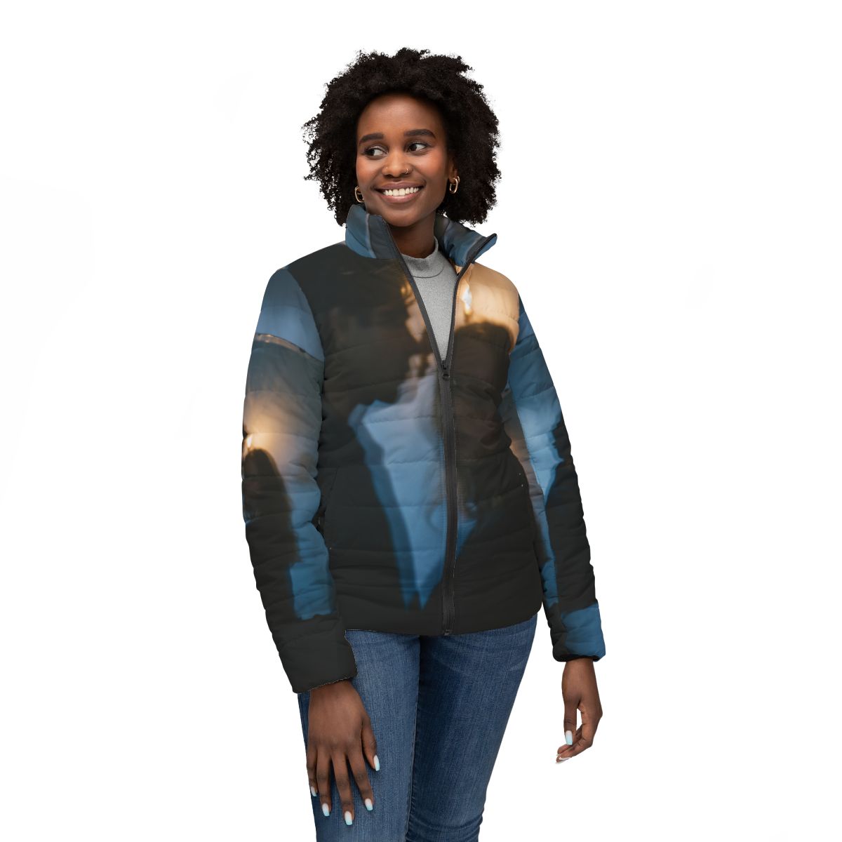 Midnight Reflections Women's Puffer - Moody Winter Coat |...