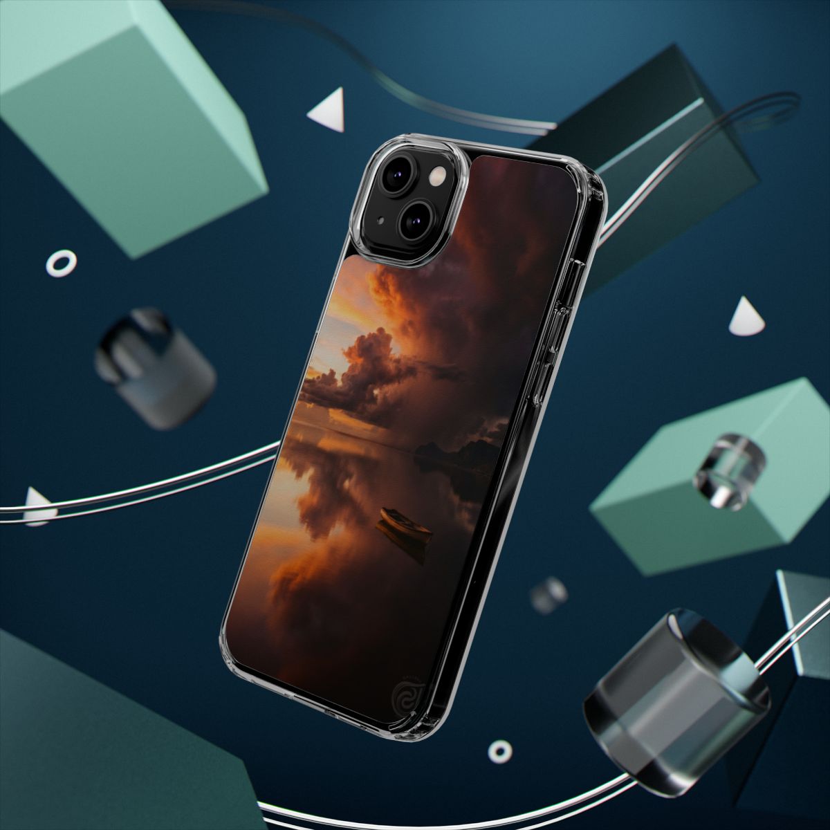 Clear Impact-Resistant Apple iPhone Cases - Golden Hour Storm Boat | iPhone 17 Pro Max, 17 Pro, 17 Air & More