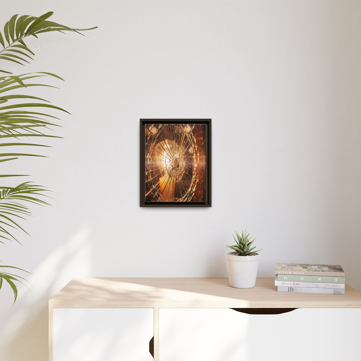 Matte Canvas, Framed - Golden Fractured Art — Espresso /......