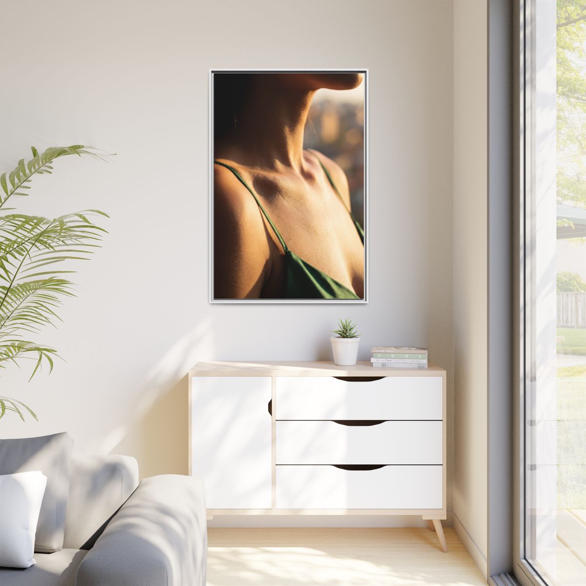 Golden Hour Matte Canvas - Framed Sunset Wall Art — White /...
