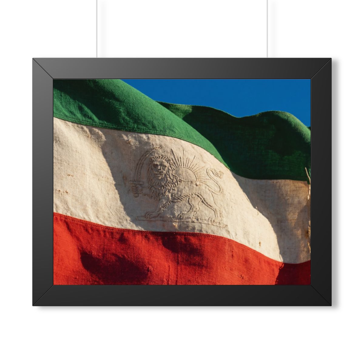 Framed Horizontal Poster - Vintage Persian Lion and Sun Flag...