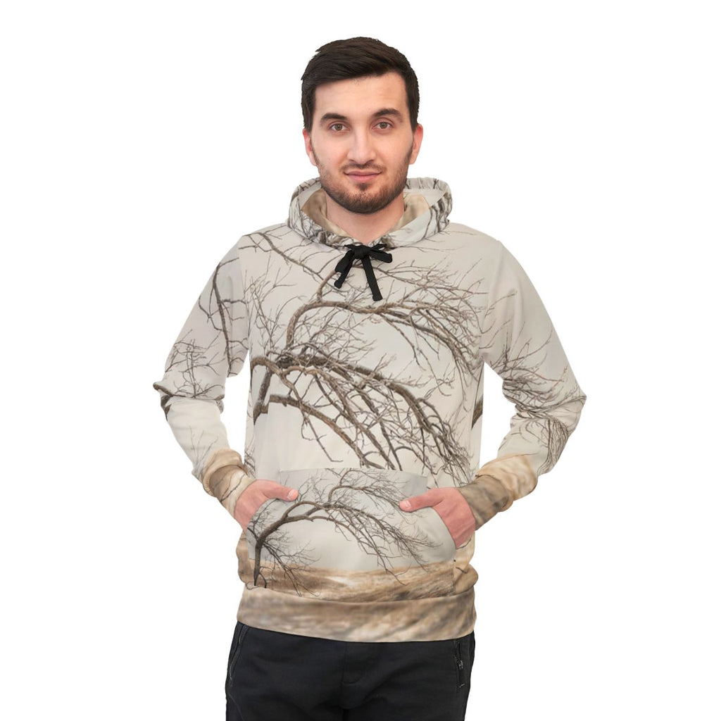 Men's Athletic Hoodie - Silent Branches Winter Landscape Art...