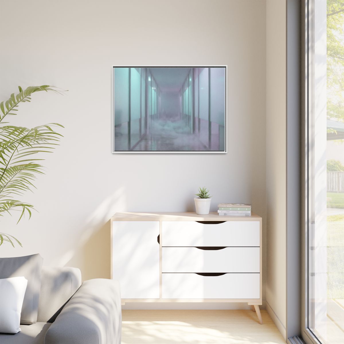 Matte Canvas, Framed - Liminal Corridor Fog Art Print —... |...