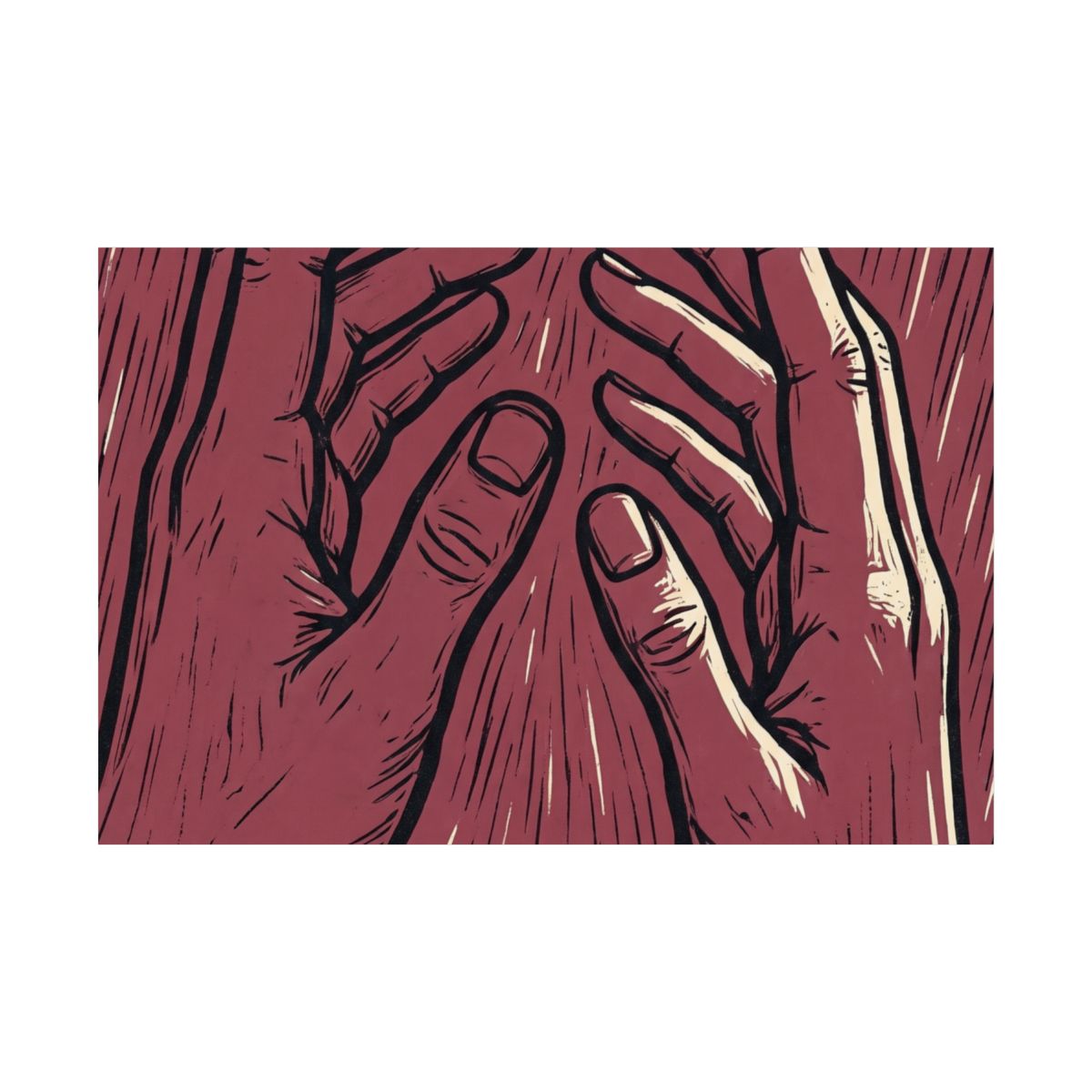 Matte Horizontal Poster - Crimson Hands (10×8 & 54×36) |...
