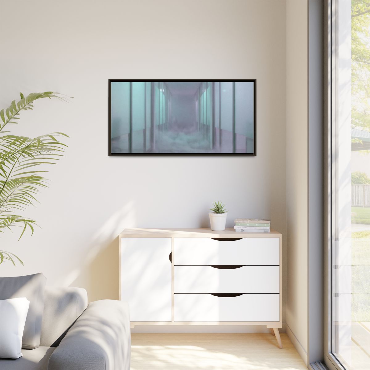 Matte Canvas, Framed - Liminal Corridor Fog Art Print —... |...