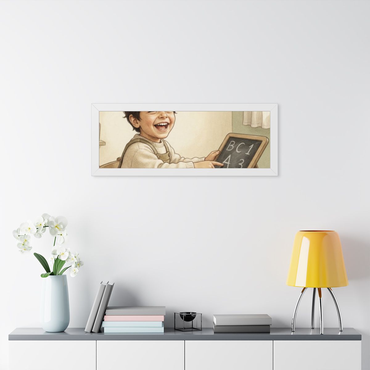 Framed Horizontal Poster - Little Scholar — White (14×11......