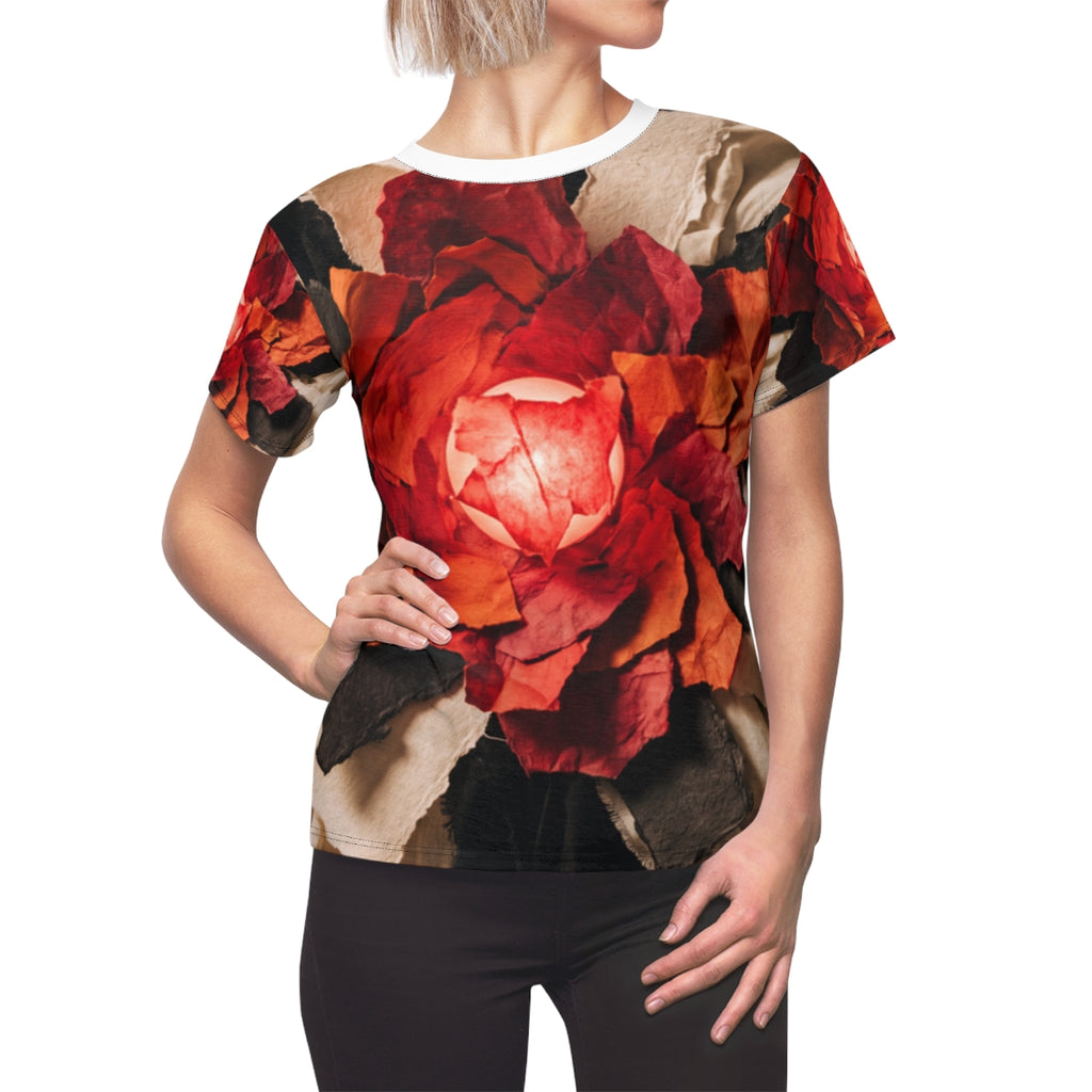 Women's Cut & Sew Tee - Crimson Bloom | Echovira Gallery