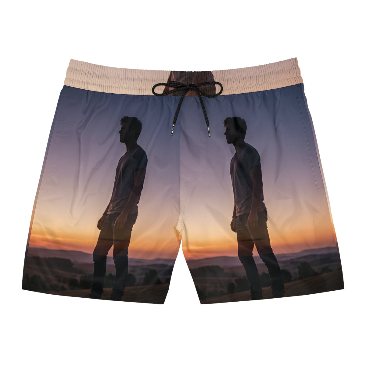 Men's Mid-Length Swim Shorts - Twilight Wanderer Golden Hour...