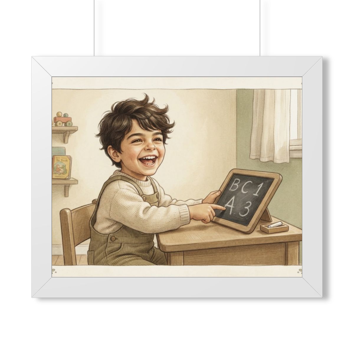 Framed Horizontal Poster - Little Scholar — White (14×11......