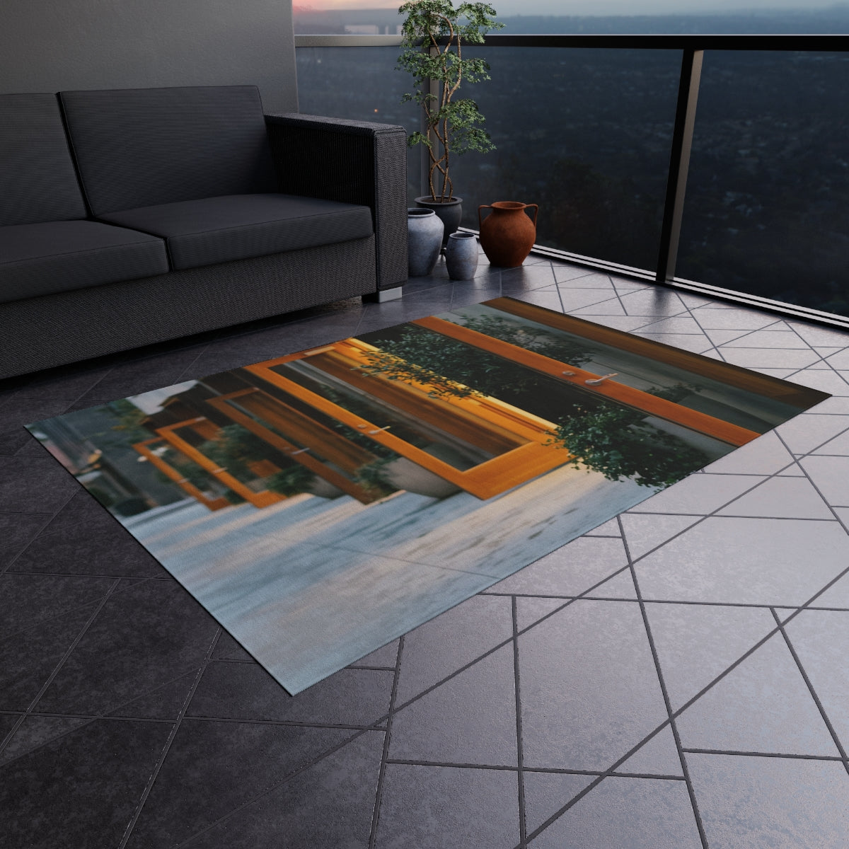 Outdoor Rug - Twilight Courtyard Patio | Echovira Gallery