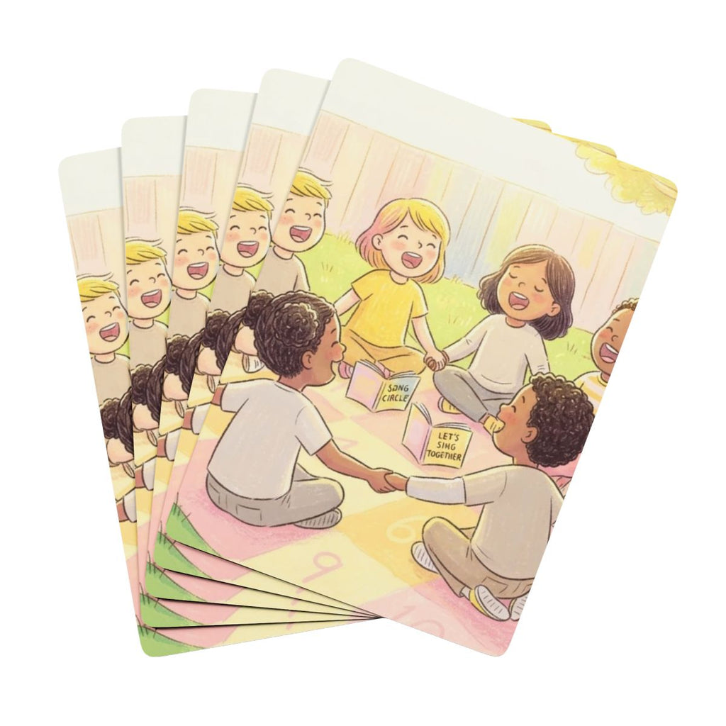 Poker Playing Cards - Children's Song Circle Storybook Art |...