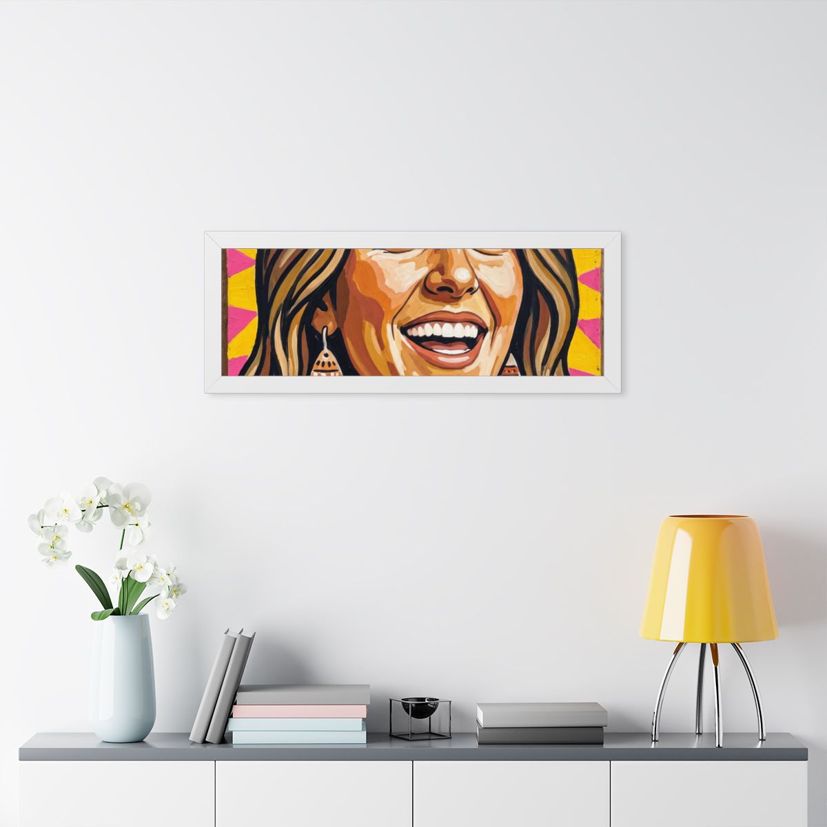 Framed Horizontal Poster - Radiant Joy Boho Pop Art Portrait...