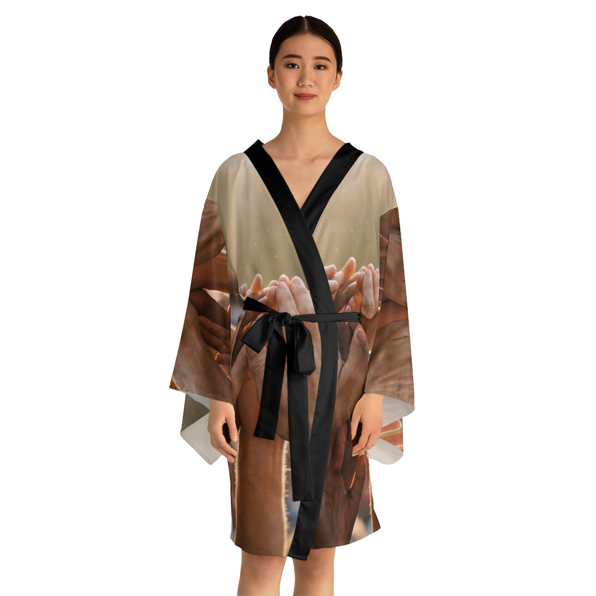Long Sleeve Kimono Robe - Golden Rays of Unity Wall Art |...