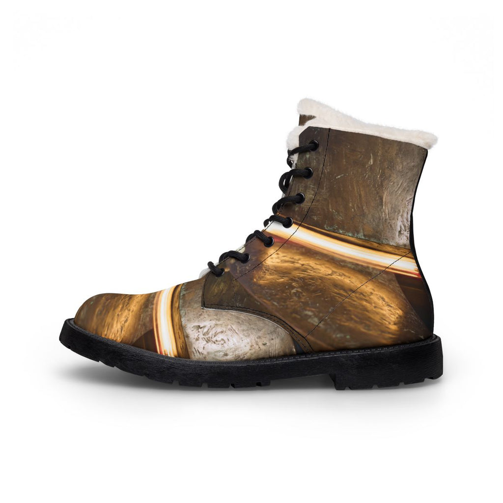 Women's Fur and Leather Boots Bronze Spiral