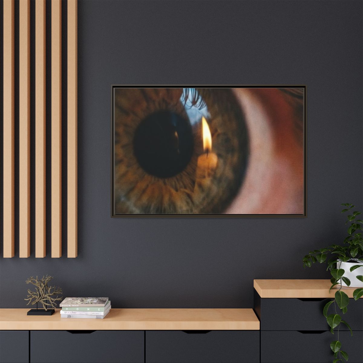 Matte Canvas, Framed - Amber Iris Reflection Fine Art Print...