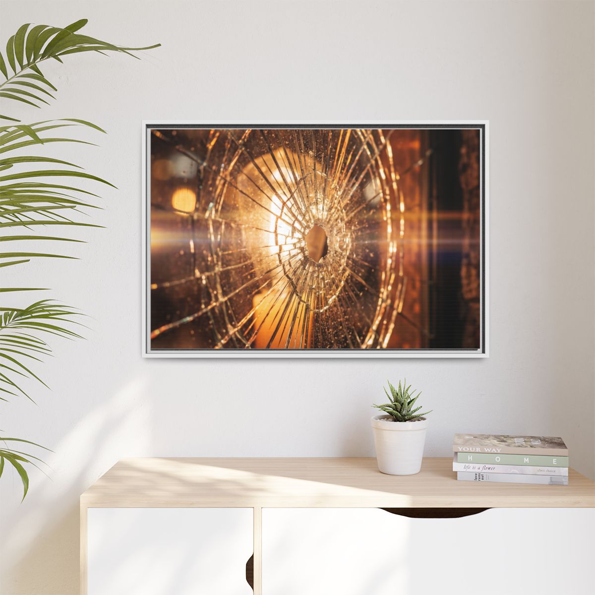 Matte Canvas, Framed - Golden Fractured Art — White / 1.25"...