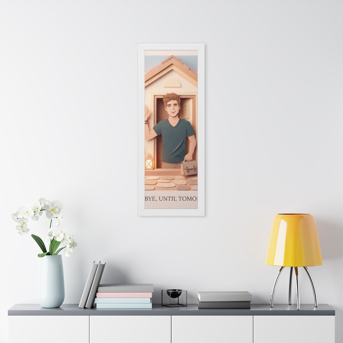 Framed Vertical Poster - Safe Journey Paper Cut Home Art —...