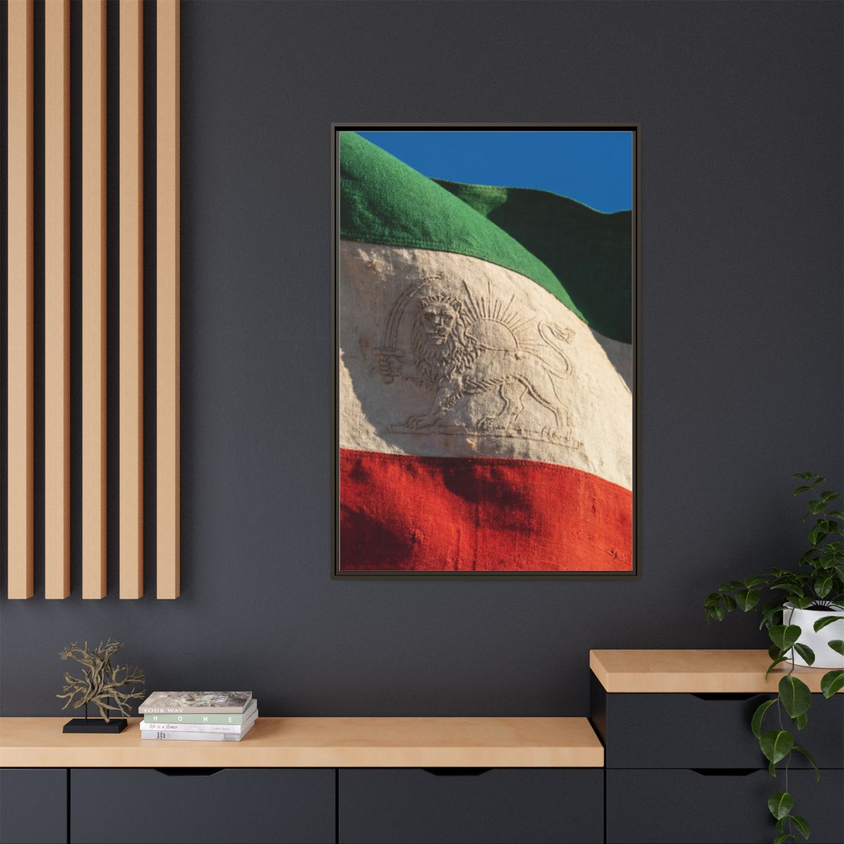 Framed Canvas Art - Distressed Flag — Espresso / 1.25"
